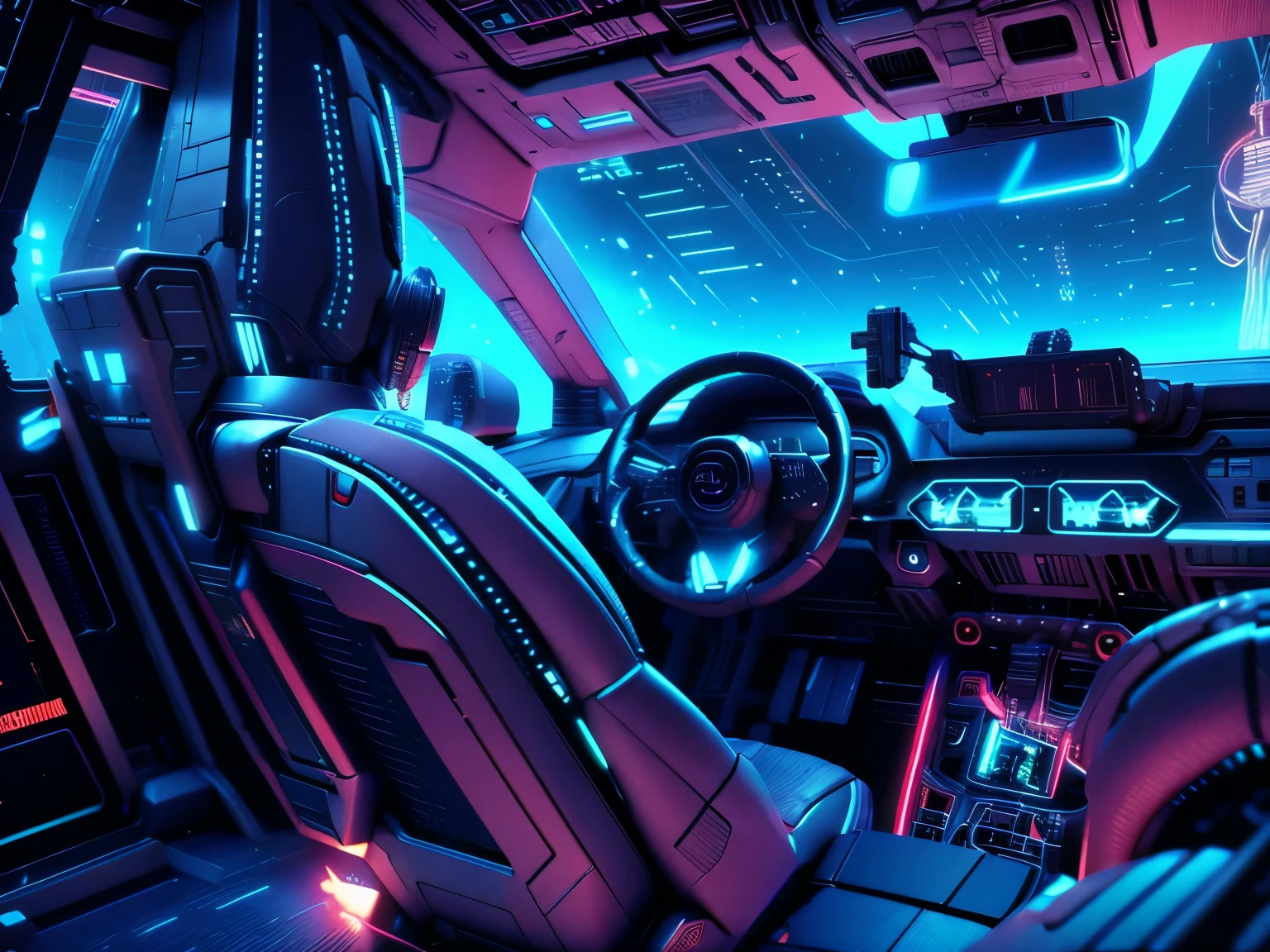 Cyberpunk, Science Fiction, Future technology cockpit,