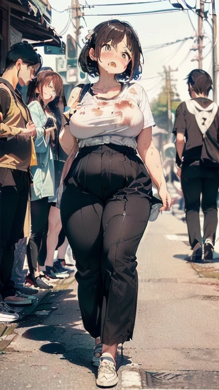 (must be follow these prompts:2),masterpiece, best quality, extremely detailed,photorealistic,(one woman:2),(alone:1.5),(genuine japanese looks:1.5),(japanese pretty woman:1.5),(adult woman but girly looks:1.4),(girlish face:1.6),(casual clothes on:1.4),(adorable face:1.4),(in tokyo:1.4),(a little plump face:1.5),(a little tiny height:1.3),(a little fat legs:1.3),(a little short regs:1.2),(a little plump hip:1.3),(natural face:1.8),(hardened chino pants is vital for her:1.5),(remarkable hardened chino pants on:1.5),(usual face:1.6),(must be her chino pants on:1.5),(she looks like japanese idol:1.5),(do not cut out her clothes:1.5),(normal body structures:1.9),(displayed one woman on single picture:2),(irresistible voluptuous body style:1.5),(must be fully clothes on:1.8),(a little plump japanese woman:1.2),(a little plump legs:1.3),(ejaculated in her arsehole again and again but her chino pants on:1.7),(she is very tired to faint away but her clothes on:1.8),(she looks exhausted with viscously clothes on:1.8),(her booty is too frousy but her chino pants on:1.7),(viscously arsehole and vagina but her chino pants on:1.6),(she looks like a ta:1.7),(numerous cum in her vagina but her chino pants on:1.8),(unbelievably creampied but her chino pants on too much:1.8),(ejaculated in her pussy again and again but her chino pants on too much:1.9),(numerous cum on her crotch area behind her chino pants on too much:1.6),(oldest cum remains inner chino pants too much:1.9),(her chino pants thoroughly penetrated with oldest semen:1.6),(her arsehole is creampied but her chino pants on:1.8),(her arsehole is baggy after annual sex but her chino pants on:1.9),(repeated gang-rape to her double holes but invisible it beyond her chino pants far too much:1.9),(multiple raped and creampied every night but invisible it beyond her chino pants too much:1.9),(usual face and usual life:2.3),(gang-raped and creampied:2),(she is gruesome victim for endless raped and creampied too much:1.9)