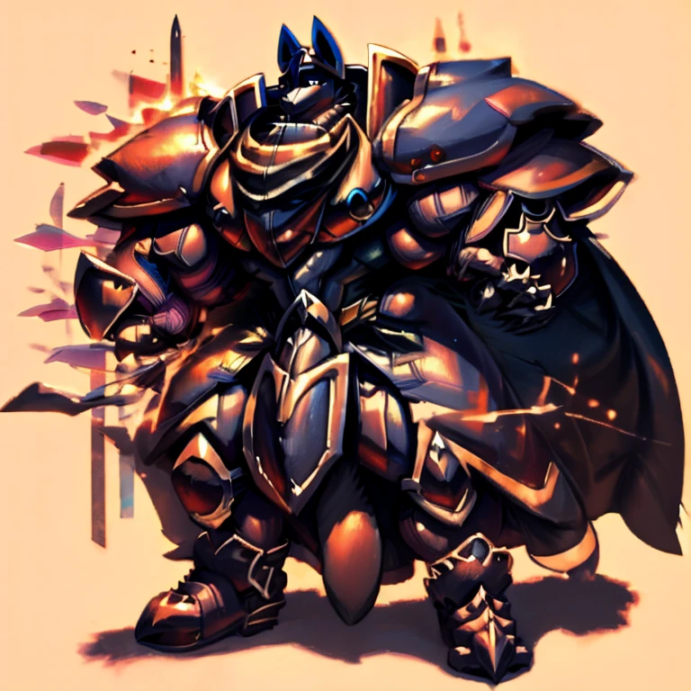 (masterpiece, best quality, detailed:1.2) (Pokémon) LUCARIO, detailed full body, a knight's mechanical armor, glowing wide and heavy armor, wears full body armor. massive muscles, huge pecs, chiseled abs, huge pectorals, exaggeratedly huge muscles. wearing a cloak. unusually developed muscular body big muscle, pecs, triceps, traps, waist narrow, unusually developed muscular body, Dark knight,
BlackKnight_fe,
