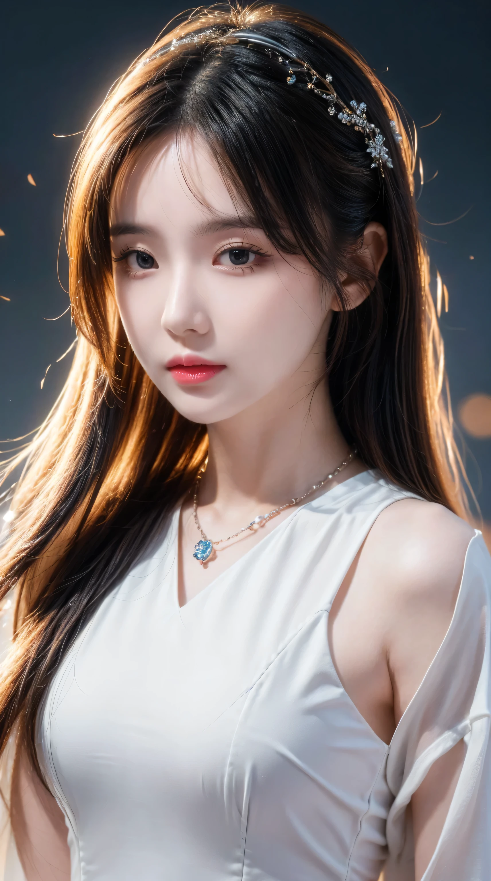 best quality, masterpiece, high resolution, 1 Girl,cheongsam,Hair accessories,necklace, jewelry,Pretty Face,Above_Body, Tyndall effect,Reality, Dark Studio, Edge lighting, Two-tone lighting,(Highly detailed skin:1.2), 8K Ultra HD, DSLR camera, soft light, high quality, Volumetric Lighting, frank, photo, high resolution, 4K, 8k, Bokeh, Blonde hair,