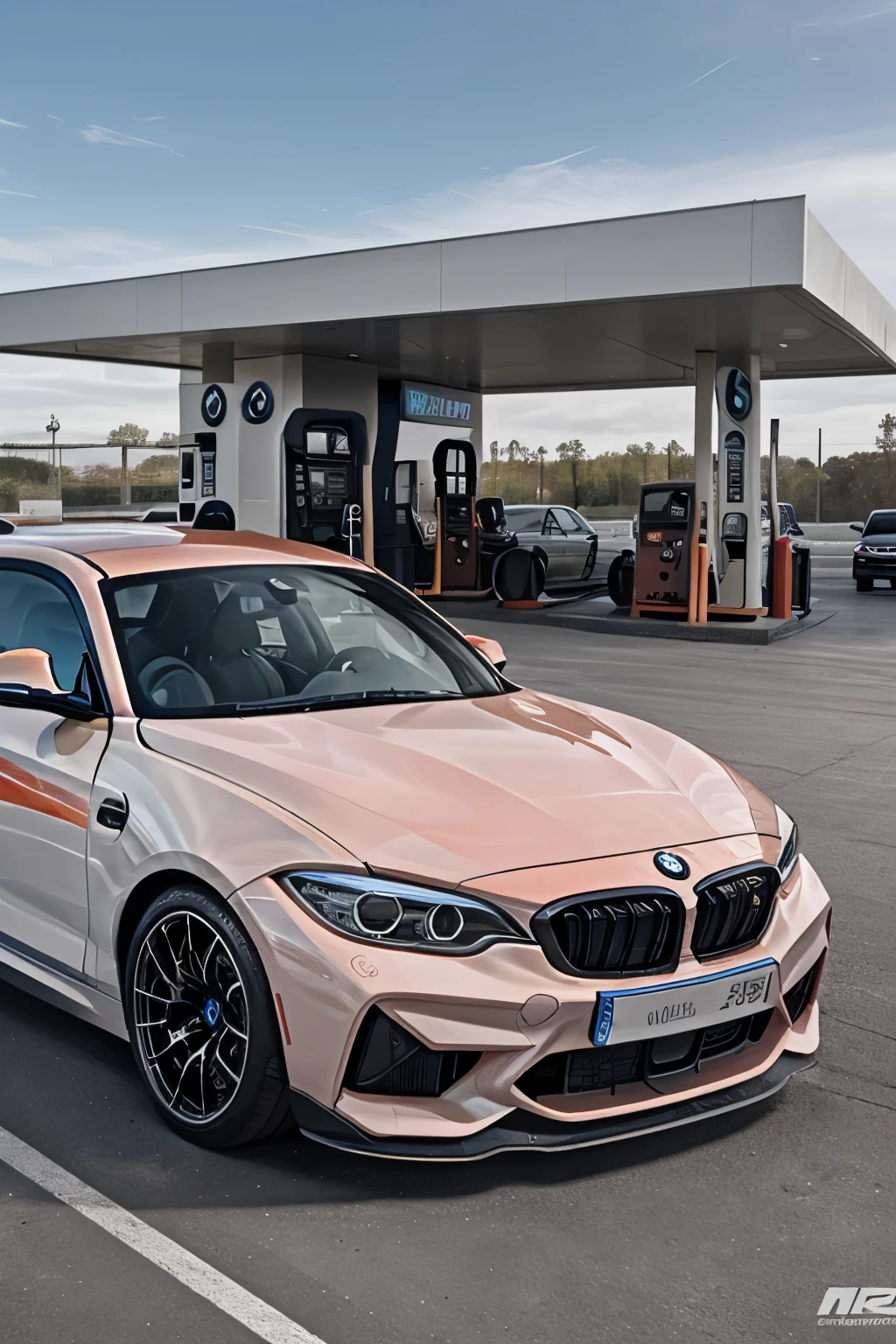 Bmw m2 competition 2020, on the gas station, look for only car, cartoon, full car,