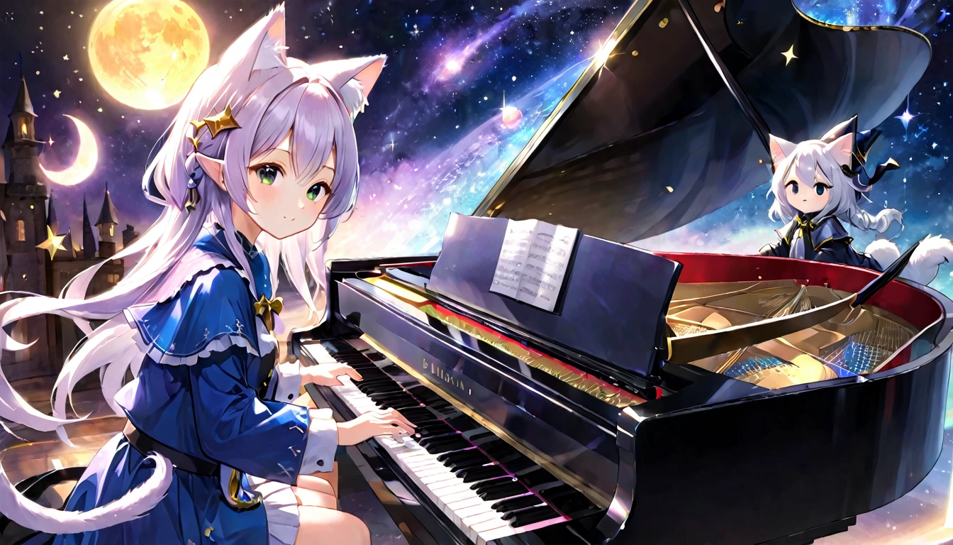 Cat ear、Wizard、Girl playing the piano
