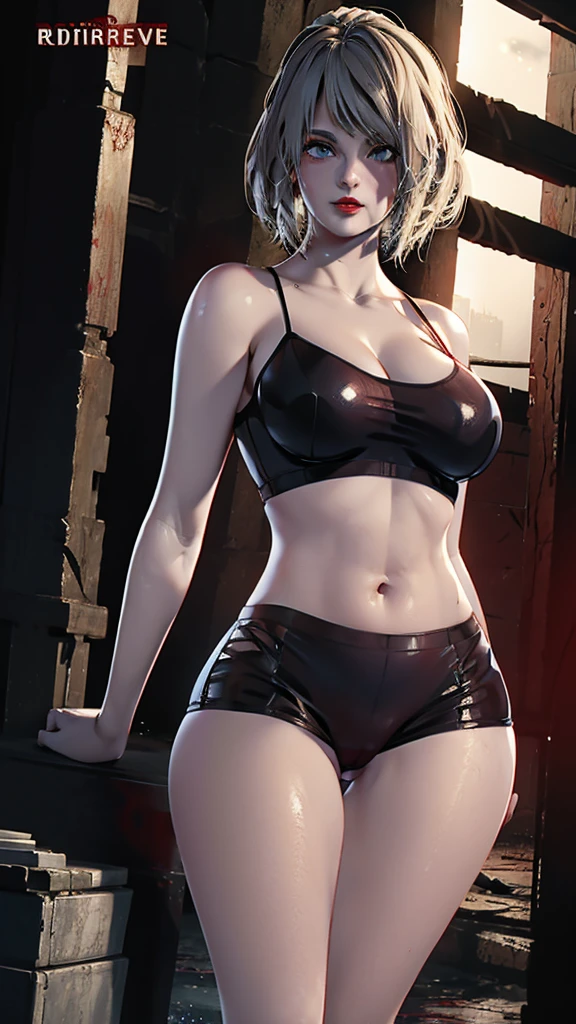 beautiful girl, 18 years old, medium breasts,wet, camel toe, red lips ,
White underwear, sexy pose,
Resident evil, Ashley Graham,