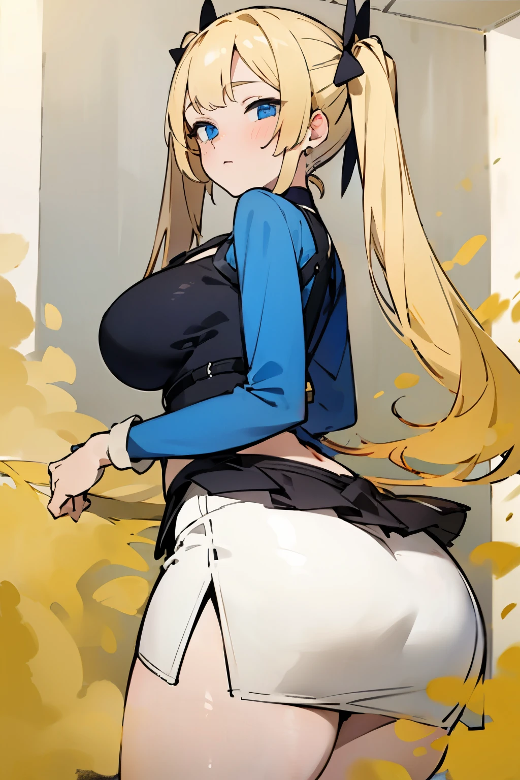 best quality, masterpiece, (absurdres), 1girl, solo, looking at viewer, smile, 
centaur, taur, centorea shianus, 
(brown fur:1.1), huge breasts, ascot, blonde hair, blue eyes
(black skirt:1.3), ass shape, white shirt, sleeveless
