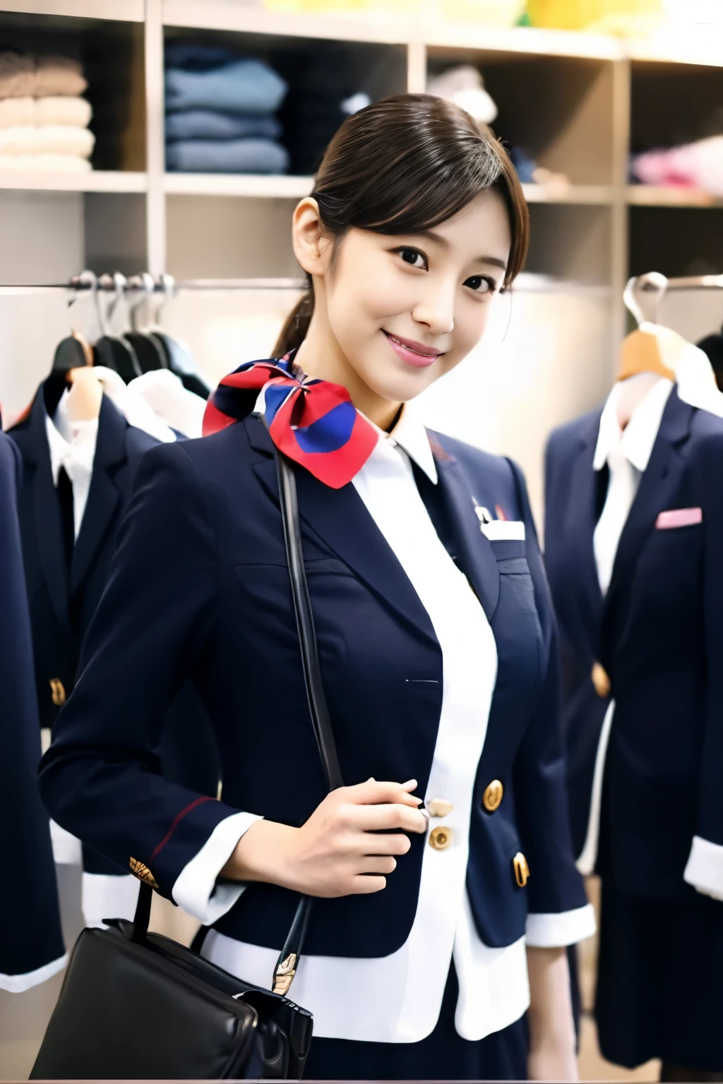 Beautiful stewardess、Realistic Skin、Japanese women、Slender figure、Changing clothes in the changing room、Ultra-realistic video、Bokeh、highest quality