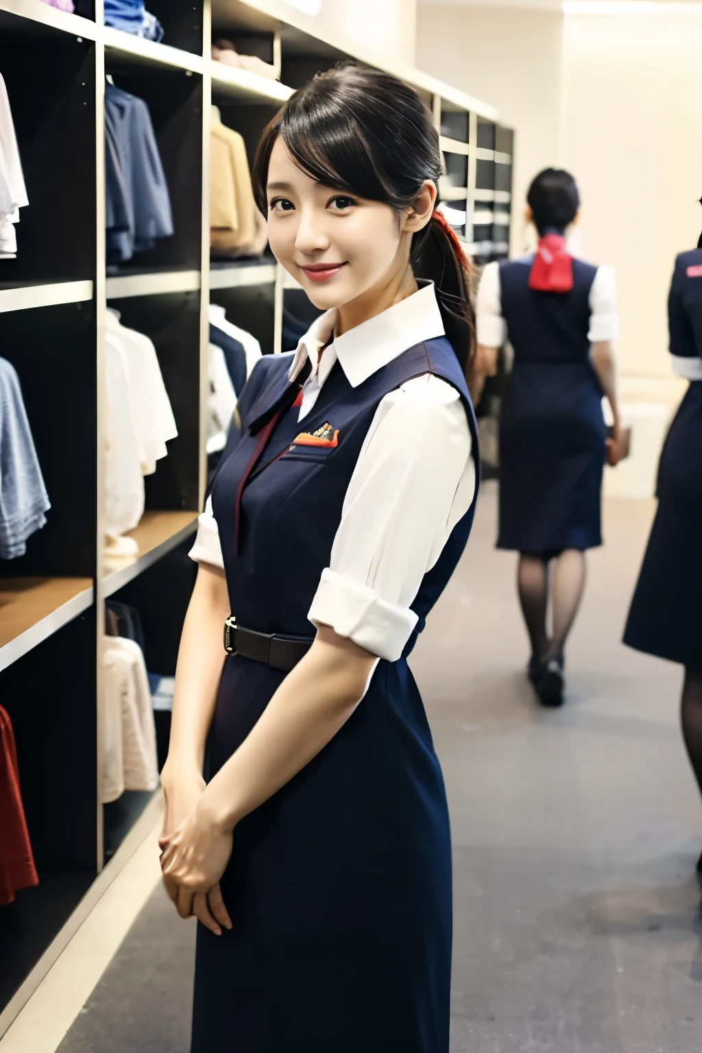 Beautiful stewardess、Realistic Skin、Japanese women、Slender figure、Changing clothes in the changing room、Ultra-realistic video、Bokeh、highest quality