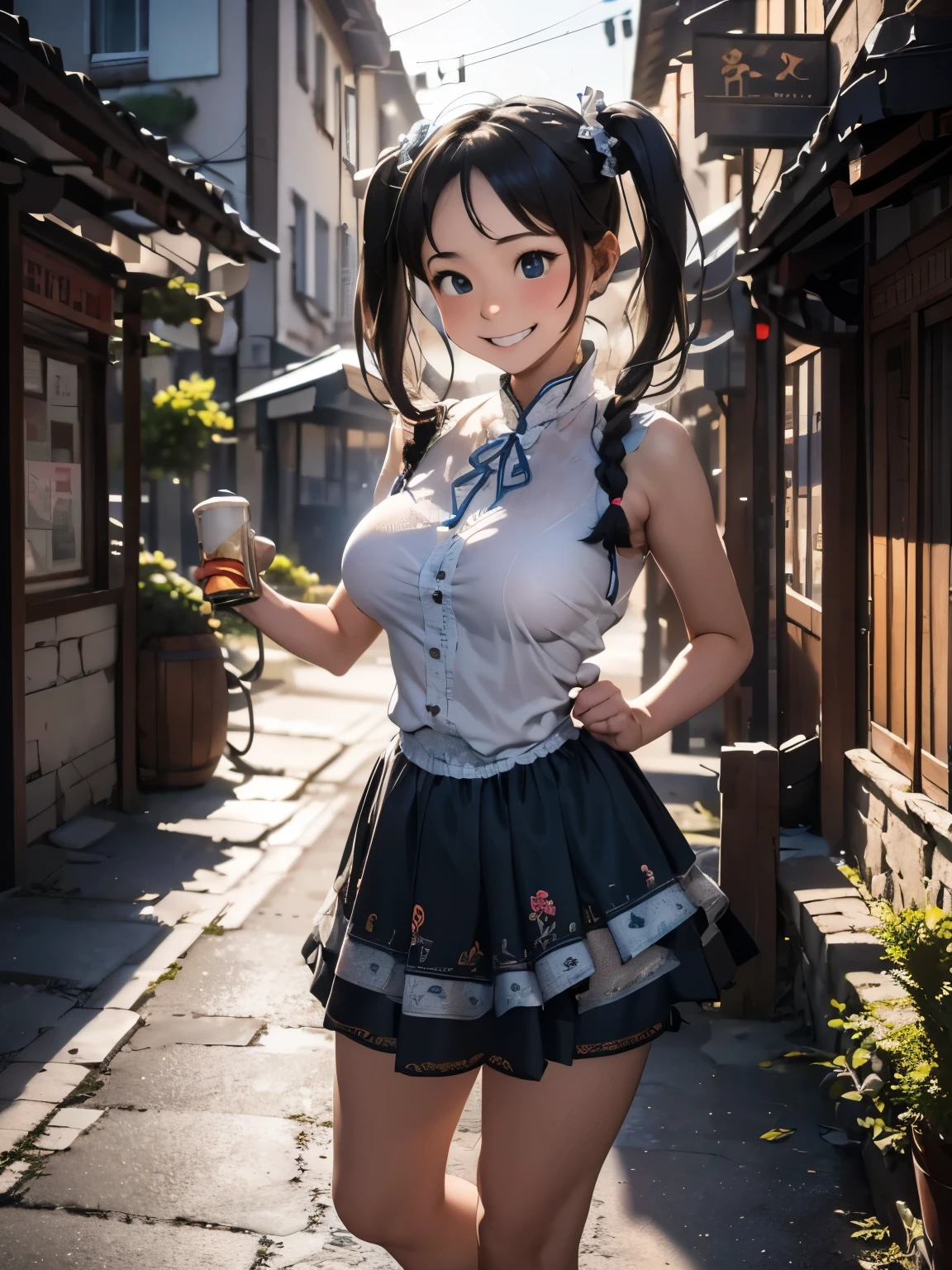 (masterpiece、最高quality、最高quality、Official Art、Beautiful and beautiful:1.2)、(One girl:1.3)Hatsune Miku、Twin tails,Big Breasts,woman\(cute,cute,Small ,Skin color is white,Balma 1d3n,Gathered skirt,dress,German clothes,Beer ,Knee socks,Braiding,High heels,twin Braidings,hold many Beer Mugs,Big smile,(Large Breasts),German,(Dynamic Angle),(Dynamic pose)\),background\(Bavarian Folk Festival,outside,Beer barrels,Beer Mug,Mug\), break ,quality\(8k,非常に精細なCGユニットのwallpaper, masterpiece,High resolution,top-quality,top-quality real texture skin,Surreal,Increase the resolution,RAW Photos,最高quality,Very detailed,wallpaper,Cinema Lighting,Ray-tracing,Golden Ratio,\),