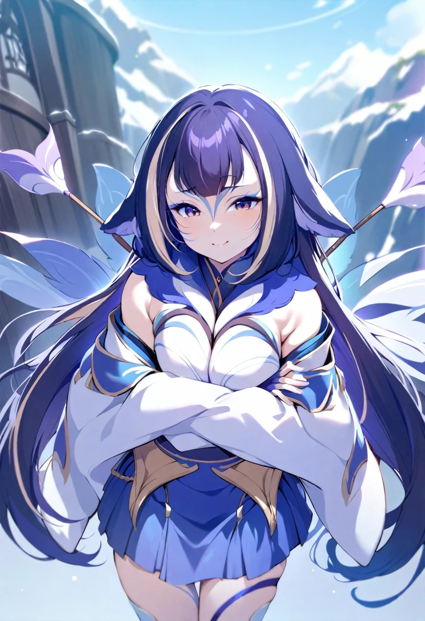 (shylily/(Twich/):1.5),(masterpiece:1.2),(best quality:1.2),bow_\(arms\), Japanese_clothing, arms, 1 Girl, , part_fingerless_Glovess, likewise, likewise_skirt, arrow_\(Projectiles\), skirt, long_hair, likewise_short_skirt, single_Gloves, Solitary,, Glovess, Keep_arms, Keep_bow_\(arms\), , kimono, slope_background,