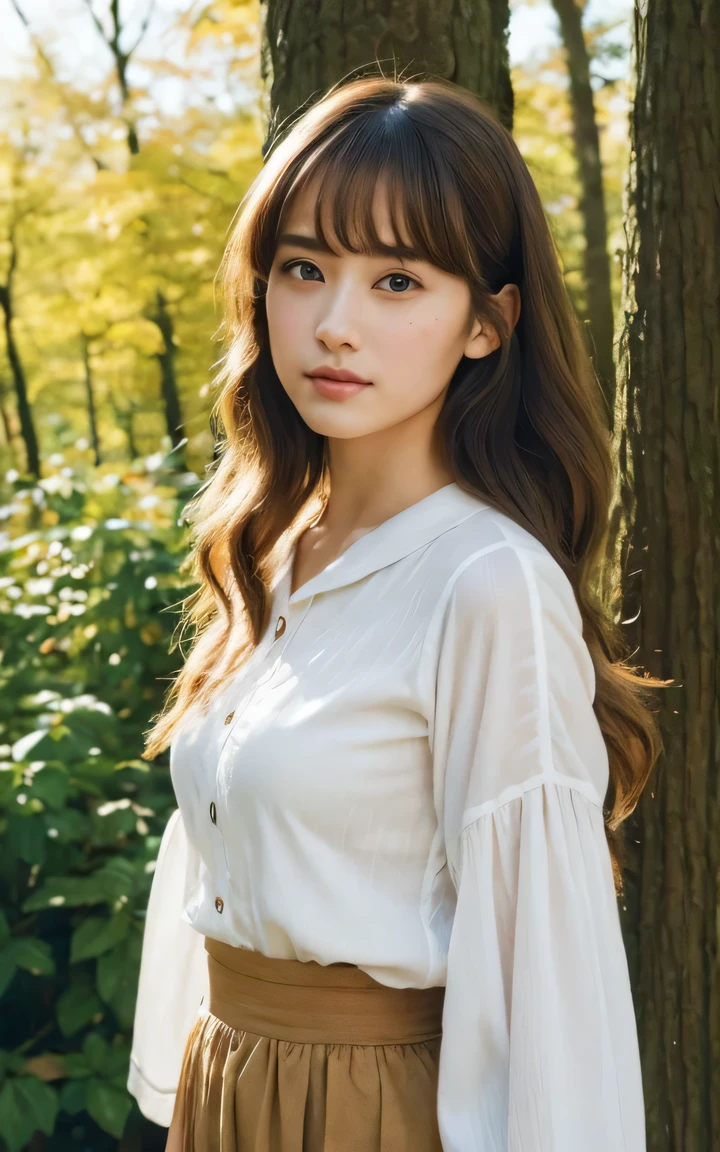(((​masterpiece))), top-quality, Extremely detailed, Detailed background, bird's eye view, 18mm wide lens, long shot, a quiet lake in the forest, standing, Very beautiful girl in distance, japanese, 18 yo, Detailed face, bangs, (Full body:1.3), (random hairstyles :1.2), (Young Face), (Perfect body:1.1), blouse, skirt, autumn, in 8K, Wallpaper, amazing, finely detail, Ultra-detailed, 超A high resolution, Extremely detailed, Pure erotic face, extremely detailed eye and face, Beautiful detailed eyes, highly detailed skin, No makeup, (Natural Skin), arms at sides,
