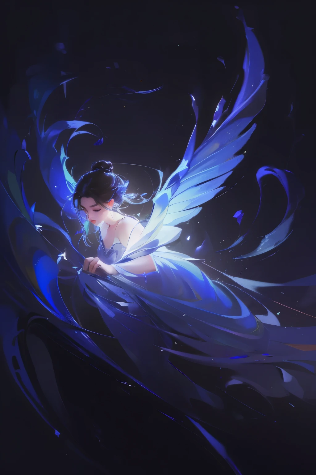 (8k, top quality, masterpiece: 1.2), (Practical, photoPractical: 1.37), Super Detail, A girl, Wide viewing angle, Firefly Garden, Many faint little lights and fireflies flew around, night