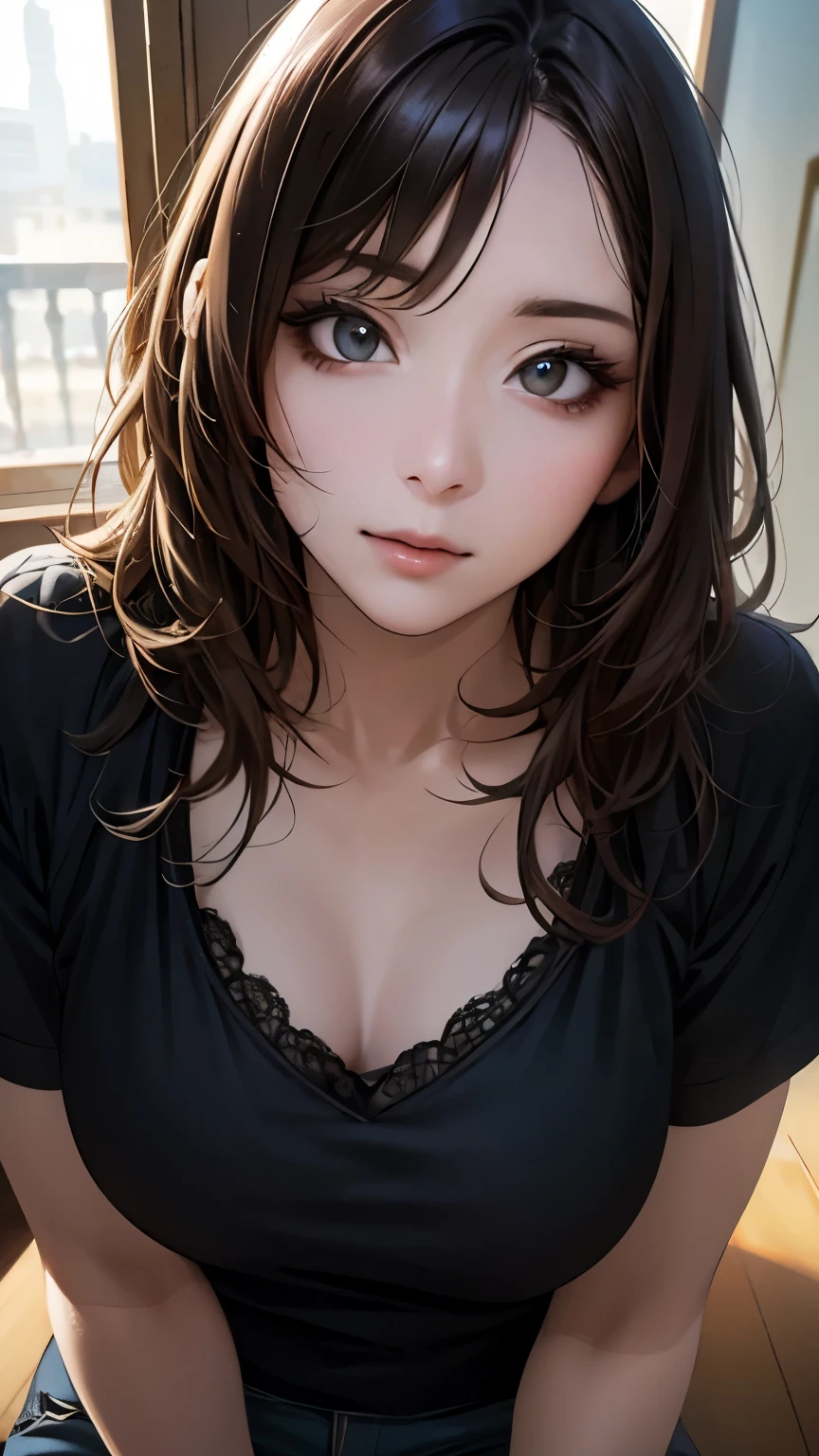 (hig彼st quality、8k、32k、masterpiece)、(Realistic)、(Realistic:1.2)、(High resolution)、Very detailed、Very beautiful face and eyes、1 girl、Delicate body、(hig彼st quality、Attention to detail、Rich skin detail)、(hig彼st quality、8k、Oil paint:1.2)、Very detailed、(Realistic、Realistic:1.37)、Bright colors、Full Body Shot, (Casual Fashion)