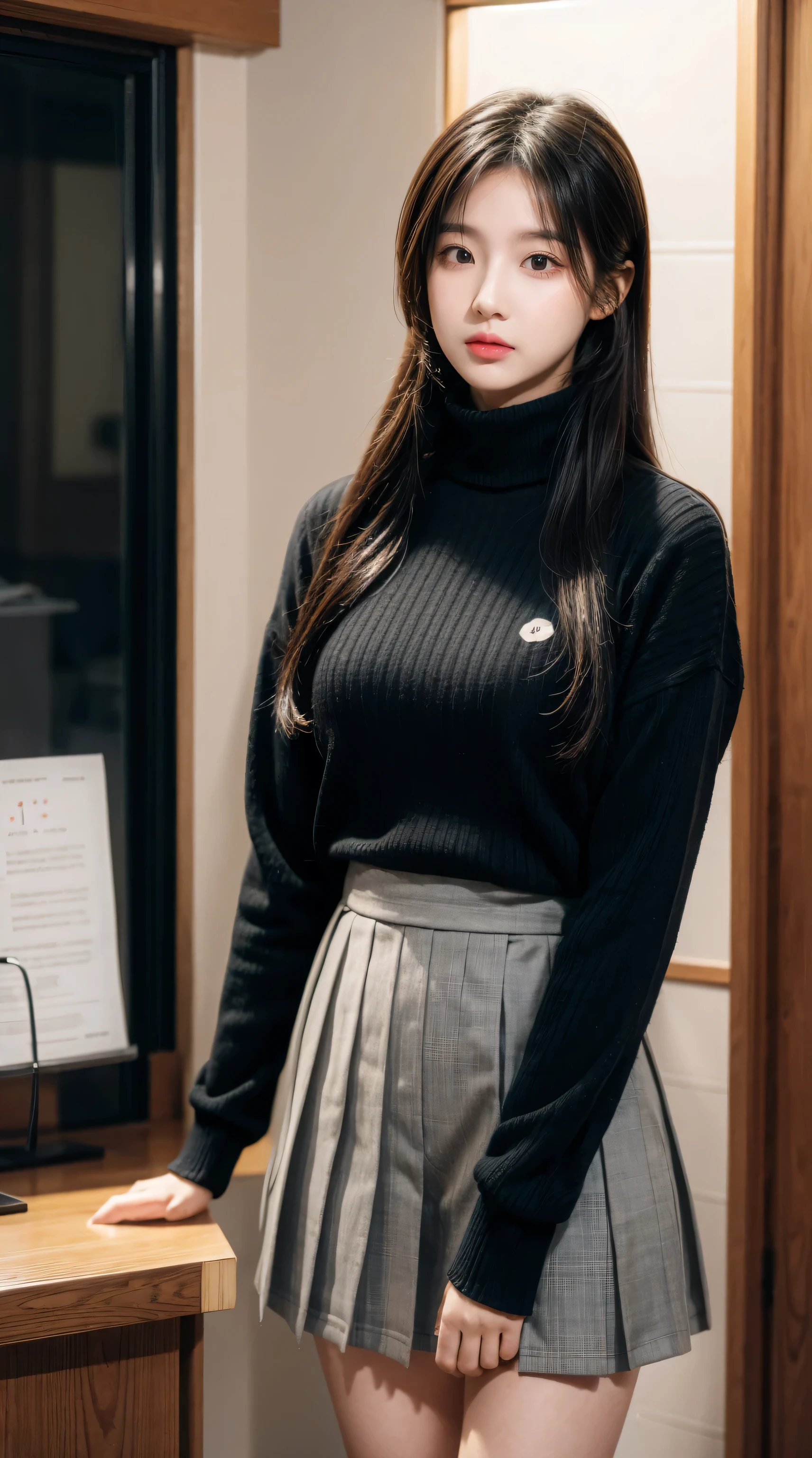 Solitary, 1 Girl, Yamagishi, Gekkokan High School Uniform, turtleneck sweater,