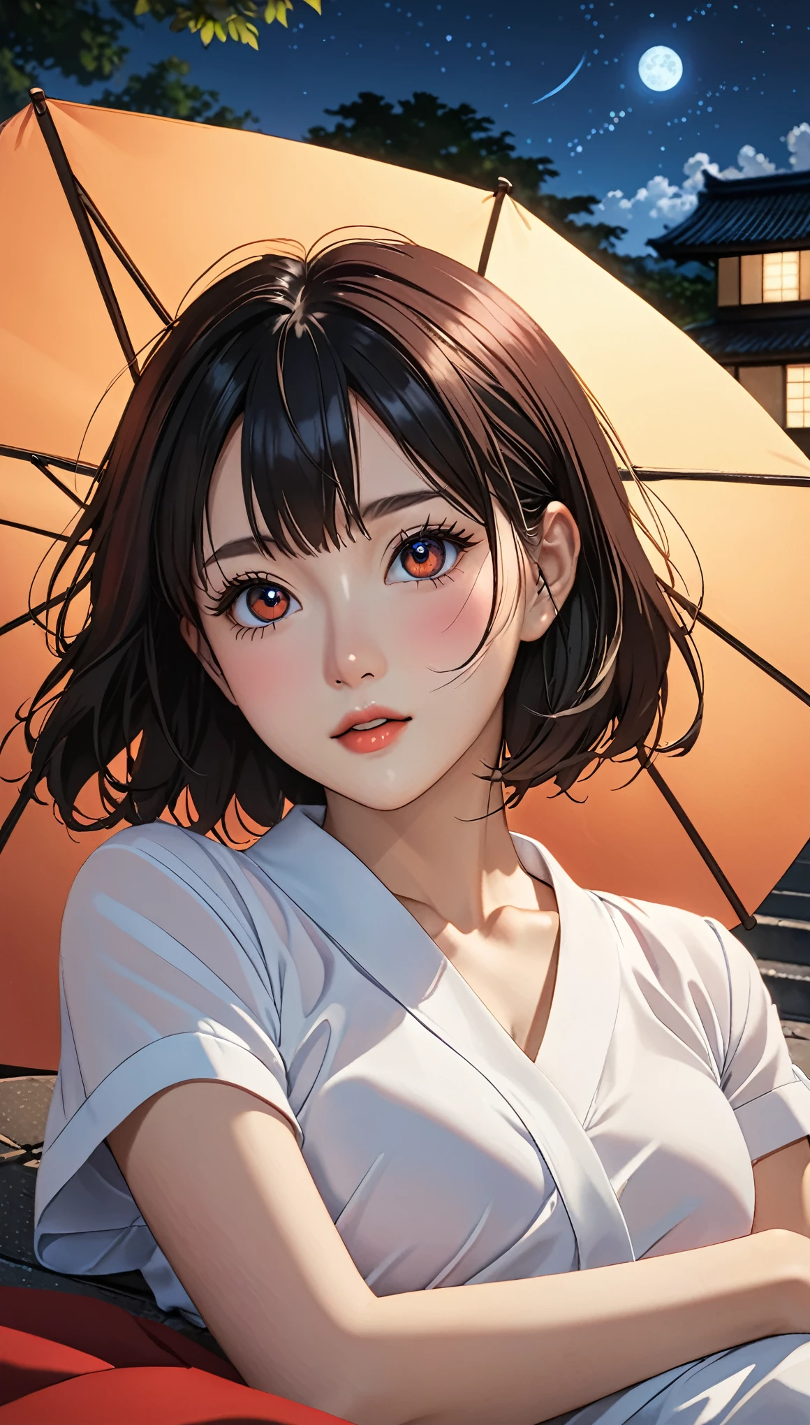 (((I want to see up to my knees:1.5、Ezvian everywhere:1.5)))、masterpiece, High resolution, shape, Kyoto Animation Style, Your Name Movie Style, night, midnight, Light, (1 female: 1.3), (alone: 1.4), Long eyelashes, Short Bob, Red Nose, Lying down, Lying in bed、Tears flow、(Outstretched Hand:1.2)、Mr..々Pause、(Naked from the waist up)、Big Breasts、(((Erect nipples:1.5)))、(Wide-open legs:1.5)、Wide waist、(White Bunny Girl:1.5)