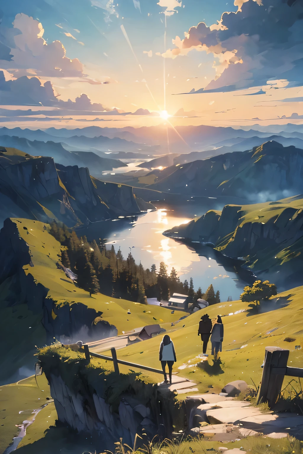 ((highest quality)), ((masterpiece)), (detailed), null, Landscape only, sun, cloud,