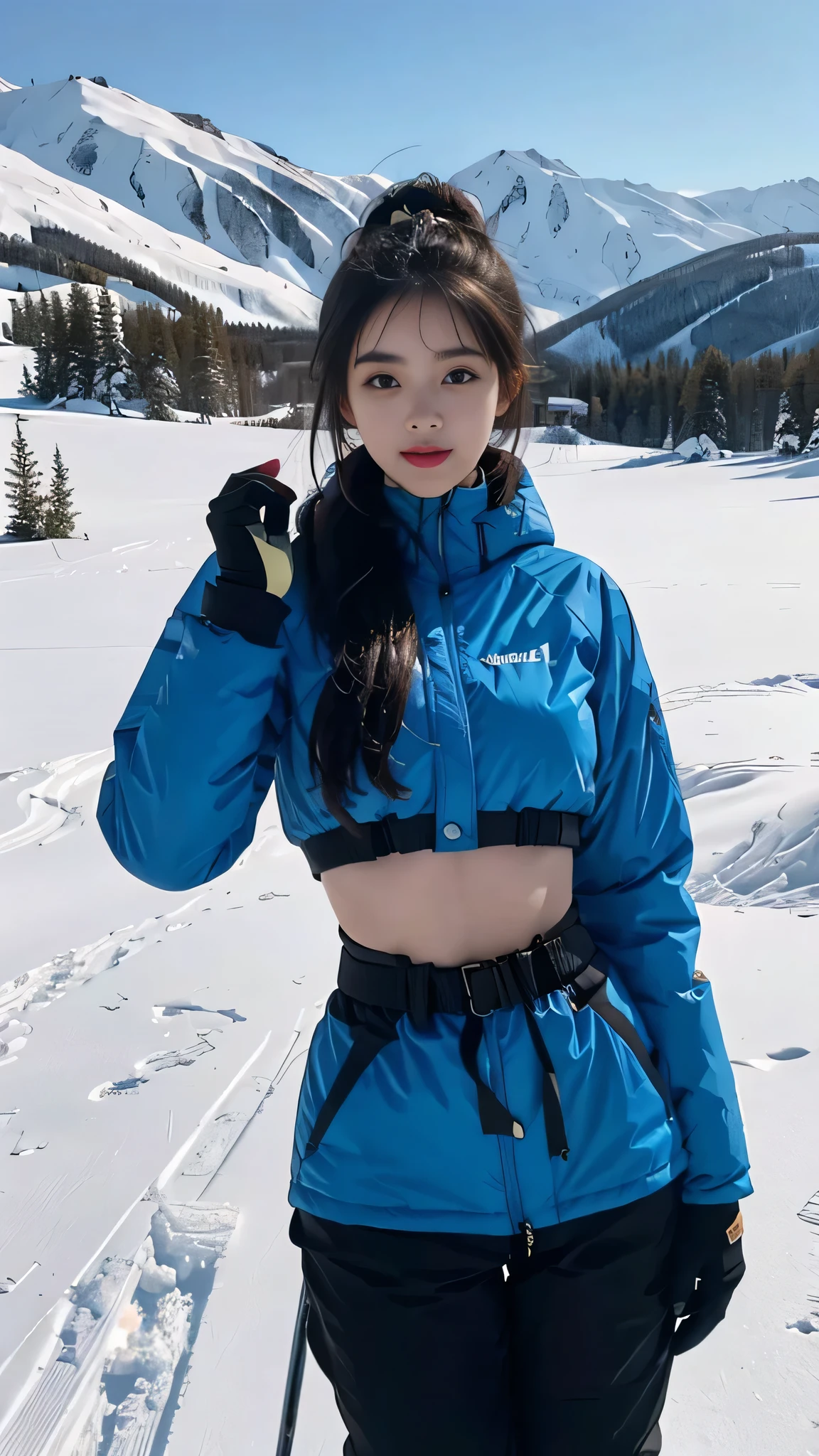 black hair, Madison Beer, Nicola Cavanis, ski pants, , 8K, top quality, Complex details, very detailed content, ultra high resolution, masterpiece, enlargement, (whole body: 1.1), slim, laugh, (assembly: 0.4), (puffy blue eyes: 1.21), blue eye wool body)), 1 woman, Only, 1 girl, whole body, ((whole body)), enlargement, , ((High)), (((fit your body))), (((slimes Gesicht))), sharp Gesicht, sharp, hair without eyes, long hair)) , (Detailliertes Gesicht), sharp Gesicht, small lips, standing, ski pants, (ski pants), ((ski pants)), (((ski pants))) Detailliertes Gesicht, detail , , , Detail, , Beautiful girl with slim abs highlighted: 1.4, six pack abs: 1.4, Botox for , big, perfect body, Detail legs, (((black hair))), ((black hair)), (black hair), ski resort, (ski resort), ((ski resort)), (((ski resort))),