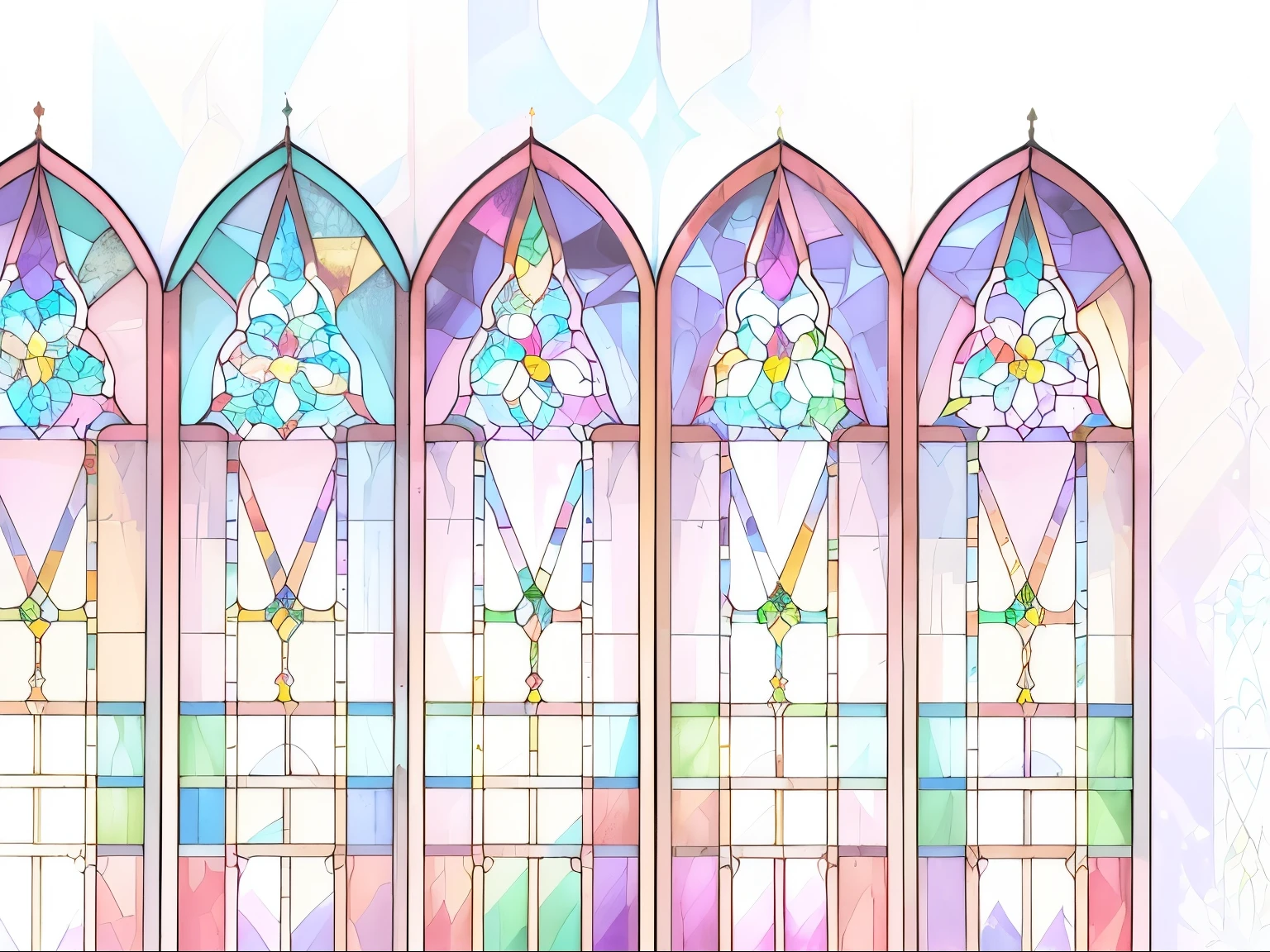 arafed view of a row of Multicolored Glass windows with a star on the top, mystical cathedral windows, Multicolored Glass background, Multicolored Glass tarot style, glowing Multicolored Glass backdrop, gothic Multicolored Glass style, Multicolored Glass futuristic church, Cathedral Background, Multicolored Glass windows, Multicolored Glass, Multicolored Glass style, Multicolored Glass, Temple Background, Multicolored Glass window, window ( City ) More detailed coloring, more detailed lines, large stained glass windows, warm