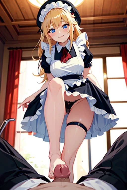 standing footjob pov Standing Footjob POV penis male legs male masturbation pov hands penis Girl in black maid outfit Beautiful long blonde hair Trampling on penis Sadistic smile Cum on feet Long skirt Black Panties