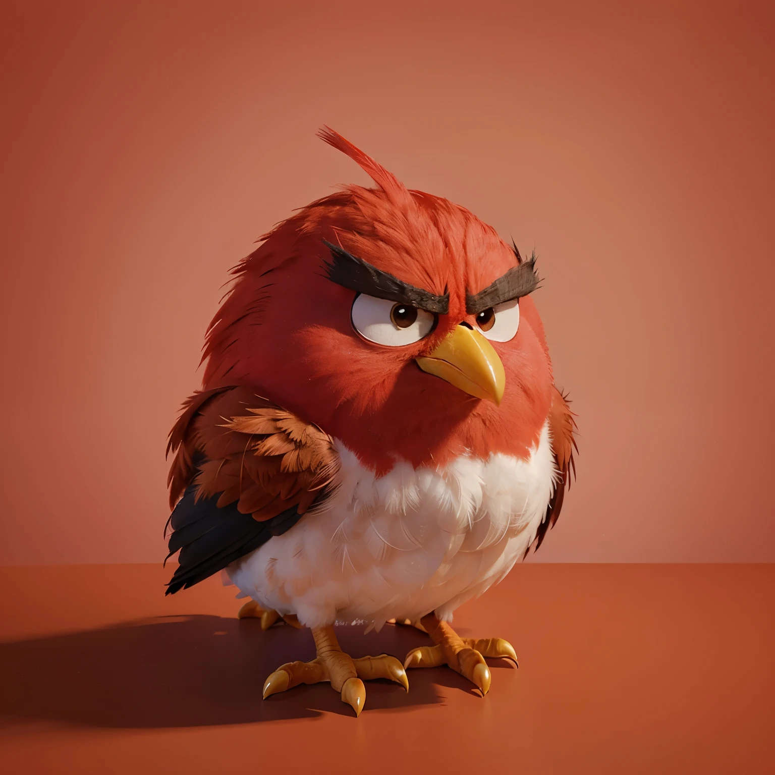 A bird similar to the angry Birds red bird, cartoon version