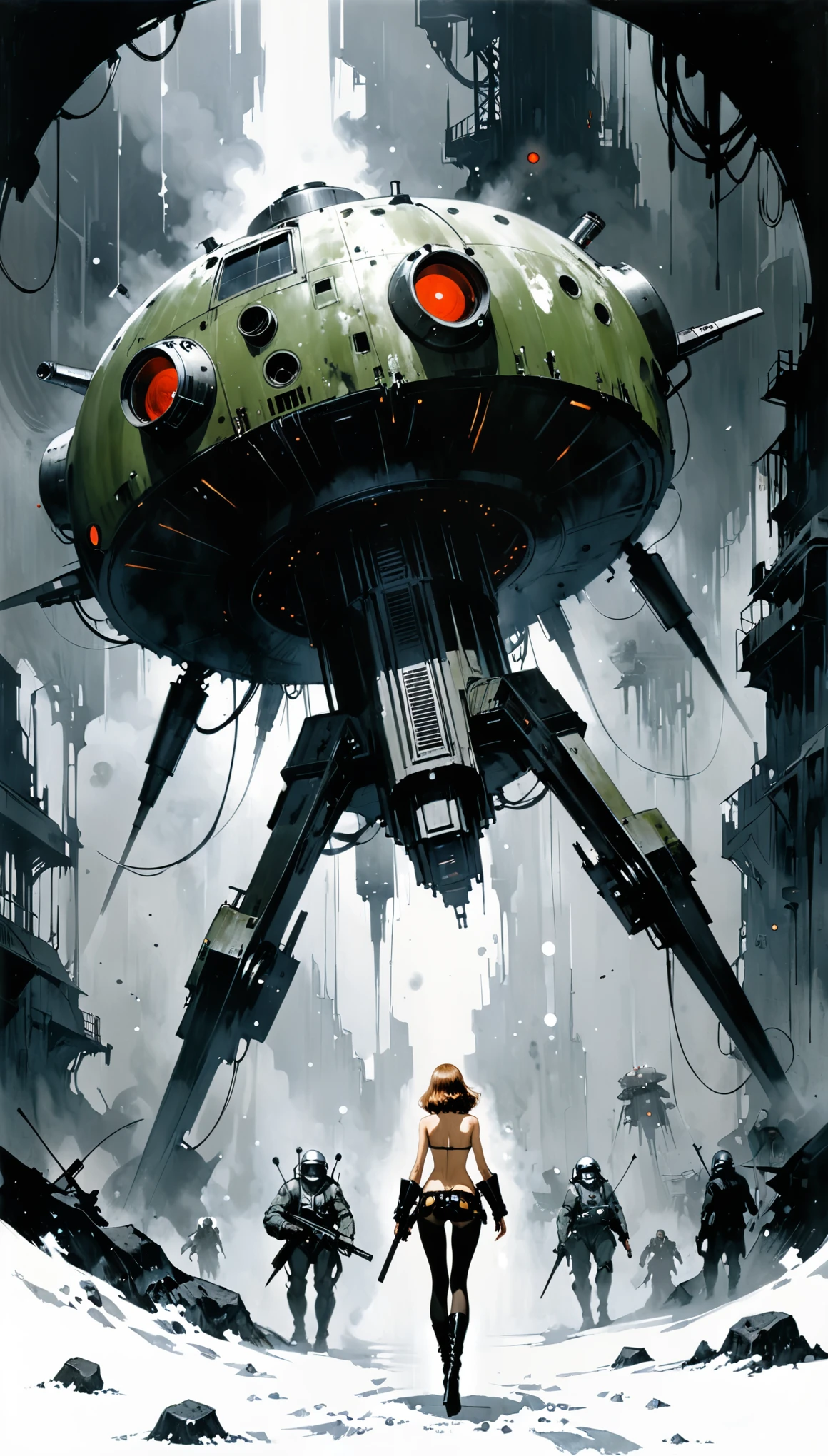 in style of Jeffrey Catherine Jones,Jama Jurabaev,in style of Ashley Wood ,Doomsday Device