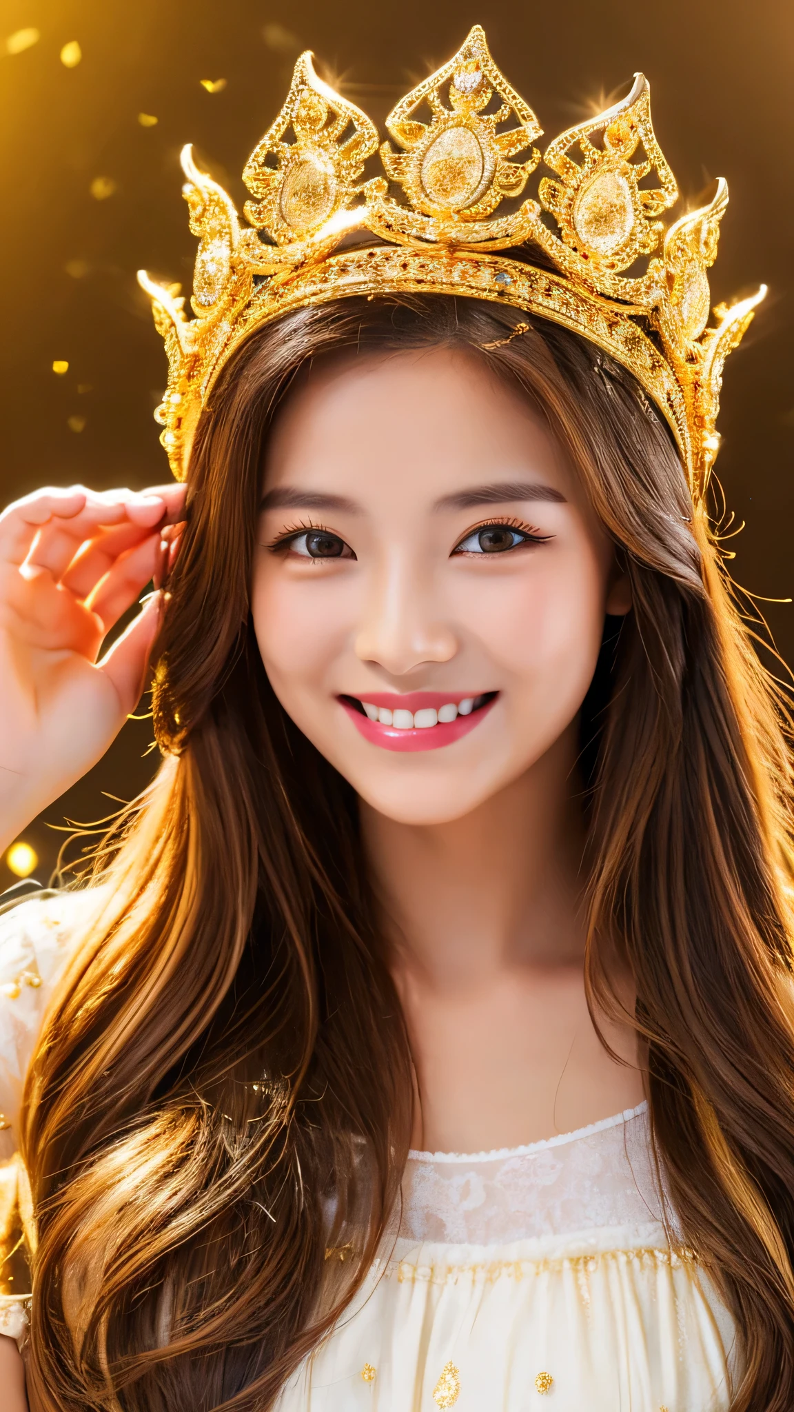 goddess gold mystery Light crown front smile