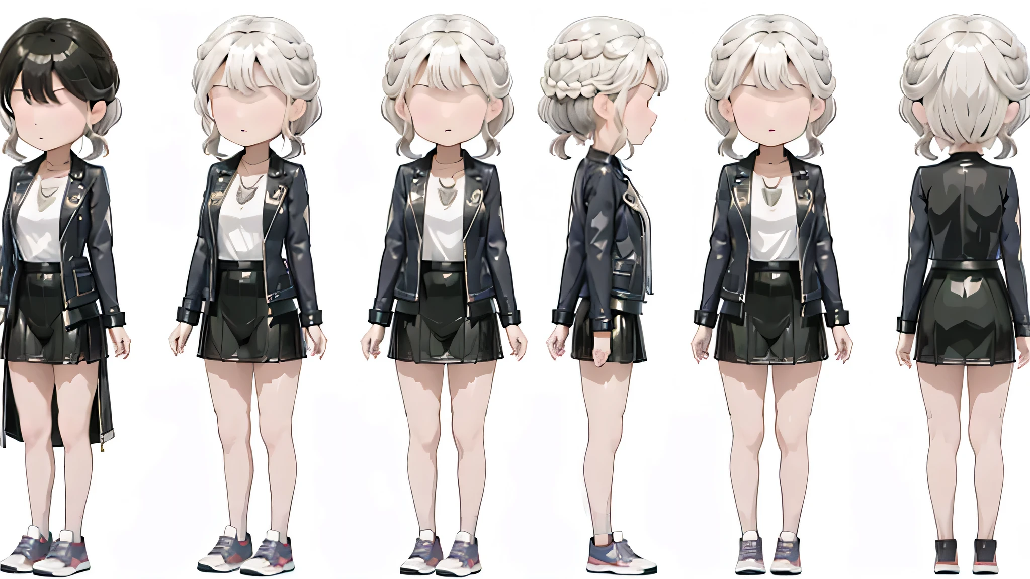 Short skirt girl,Gorgeous leather jacket