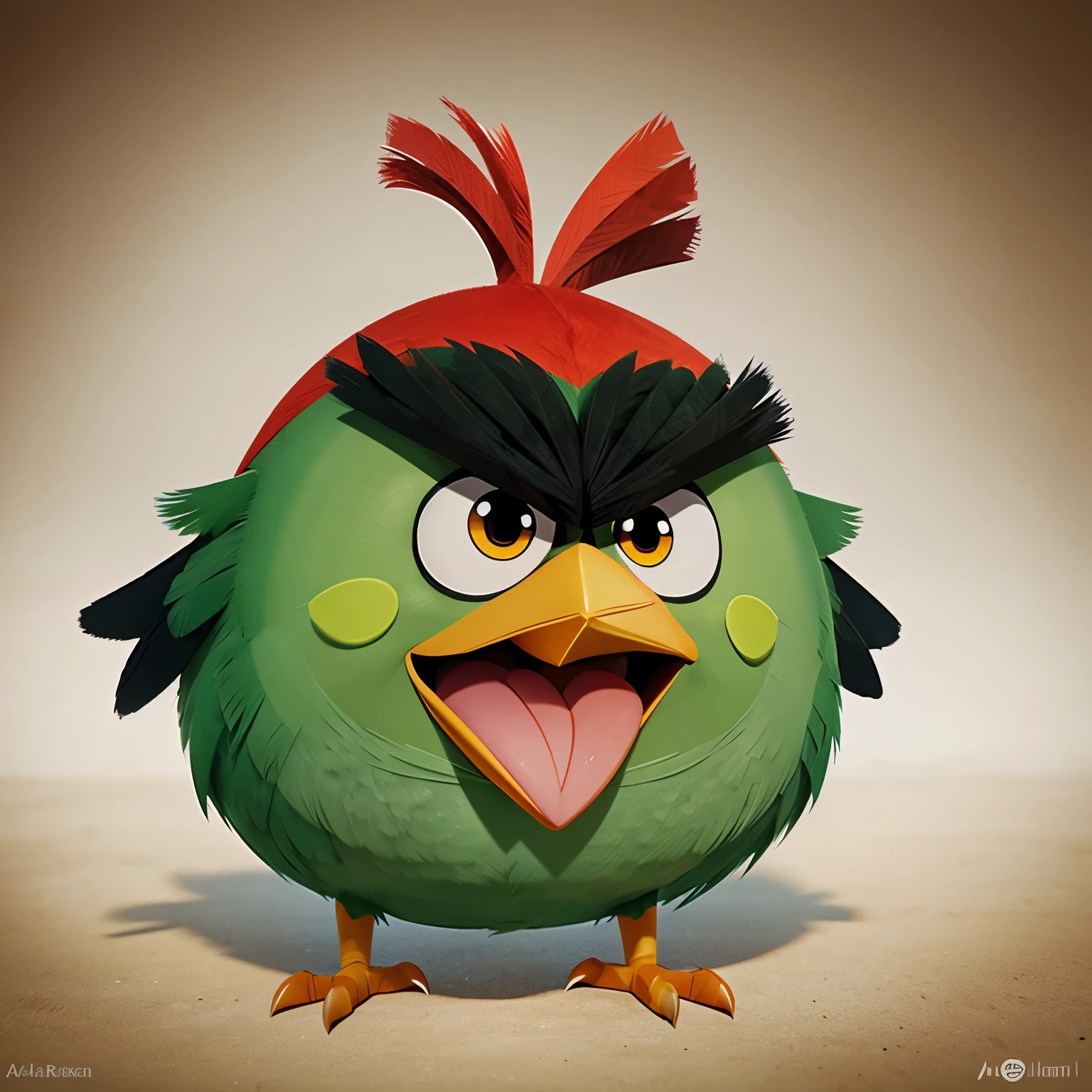 A bird similar to the Angry Birds looks like in a cartoon