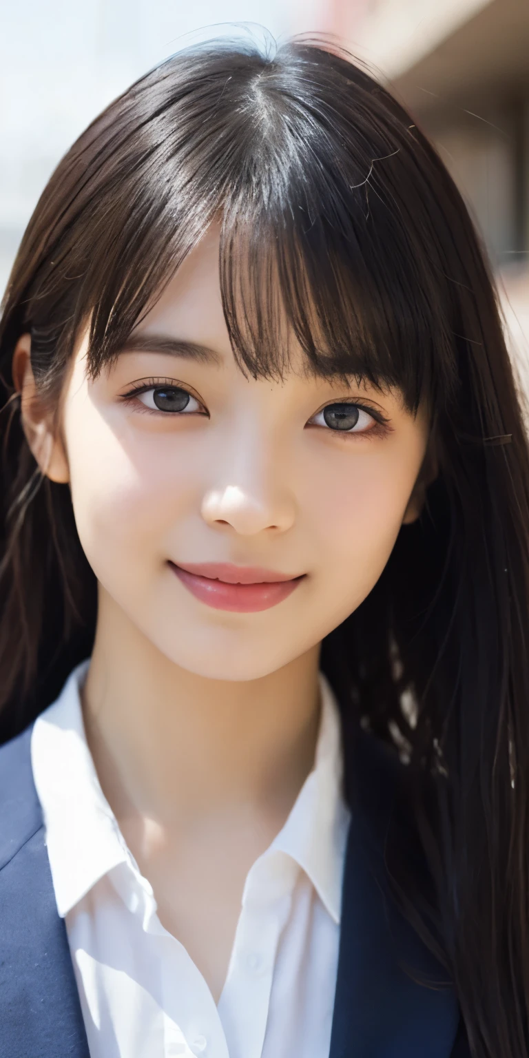 1 girl, (Please wear your high school uniform:1.2), (18 years old:1.5), (original Cai Neihua), young face, cute face, (Raw photo, highest quality), (realistic, Photoreal:1.4), debris flies, sharp focus, very delicate and beautiful, very detailed, 2k wallpaper, wonderful, finely, very detailed CG Unity 8k wallpaper, Super detailed, High resolution, soft light, Put your whole body on、beautiful detailed girl, very detailed目と顔, beautifully detailed nose, beautiful and detailed eyes, Blake Springs Street Corner, cinematic lighting, perfect anatomy, slender body, straight long, long hair, parted bangs, innocent smile, (looking at the viewer),Nogizaka46's5Class,transfer the whole body、Full body photo、Her casual clothes are girly、Dancing、Harajuku、Match the size of both eyes