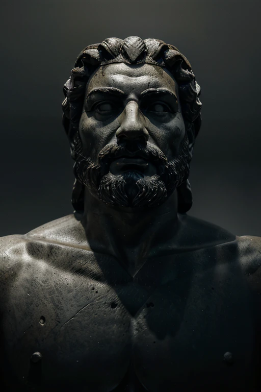 "A dark landscape image of an ancient greek society deeply connected to stoicism, black and white, ancient greek architecture, include one single big statue of a stereotypical strong greek man, marcus aurelius --ar 16:9 --style G4JuqKlERum6vZGYhO9USsL"