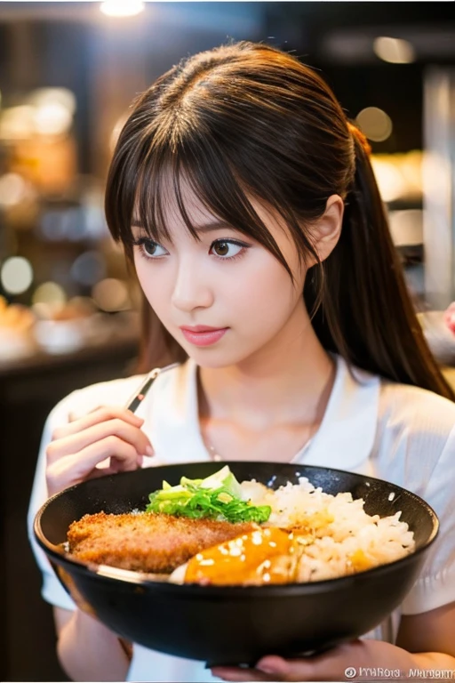 best quality,HD,Japanese fried pork cutlet rice bowl,tasty。