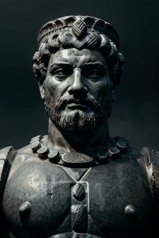 "A dark landscape image of an ancient greek society deeply connected to stoicism, black and white, ancient greek architecture, include one single big statue of a stereotypical strong greek man, marcus aurelius --ar 16:9 --style G4JuqKlERum6vZGYhO9USsL" diffrent