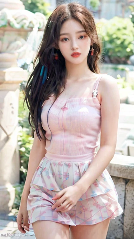 photo of cute sexy beautiful Nancy momoland (freckles), (((walking in a temple))), modelshoot style, (extremely detailed CG unity 8k wallpaper), photo of the most beautiful artwork in the world, professional majestic (photography by Steve McCurry), 8k uhd, dslr, soft lighting, high quality, (film_grain:1.2), (bokeh, blurry foreground, blurry background), Fujifilm XT3 sharp focus, f 5.6, High Detail, Sharp focus, dramatic, (((wearing colorful_hippie_dress))), (looking at viewer:1.2), (detailed pupils:1.3), (natural light), (((medium-long shot:1.3))),big breast