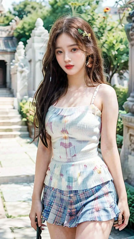 photo of cute sexy beautiful Nancymomoland (freckles), (((walking in a temple))), modelshoot style, (extremely detailed CG unity 8k wallpaper), photo of the most beautiful artwork in the world, professional majestic (photography by Steve McCurry), 8k uhd, dslr, soft lighting, high quality, (film_grain:1.2), (bokeh, blurry foreground, blurry background), Fujifilm XT3 sharp focus, f 5.6, High Detail, Sharp focus, dramatic, (((wearing colorful_hippie_dress))), (looking at viewer:1.2), (detailed pupils:1.3), (natural light), (((medium-long shot:1.3))),big breast