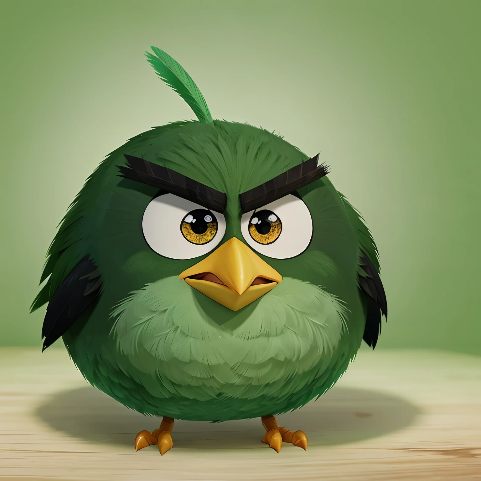 A bird similar to the Angry Birds green looks like in a cartoon