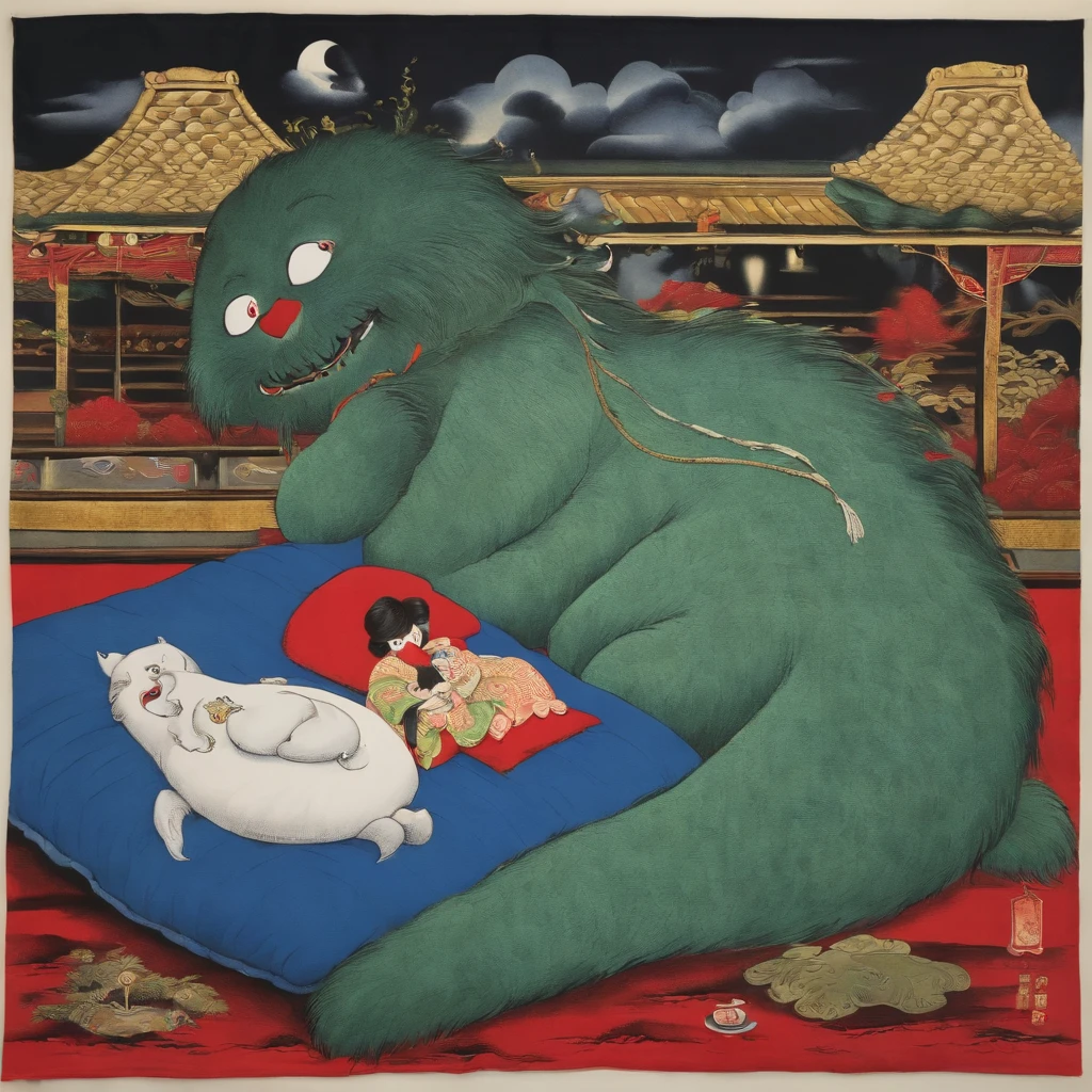 Japan Yokai、Monster with a pillow、futon、Yokai pillow return