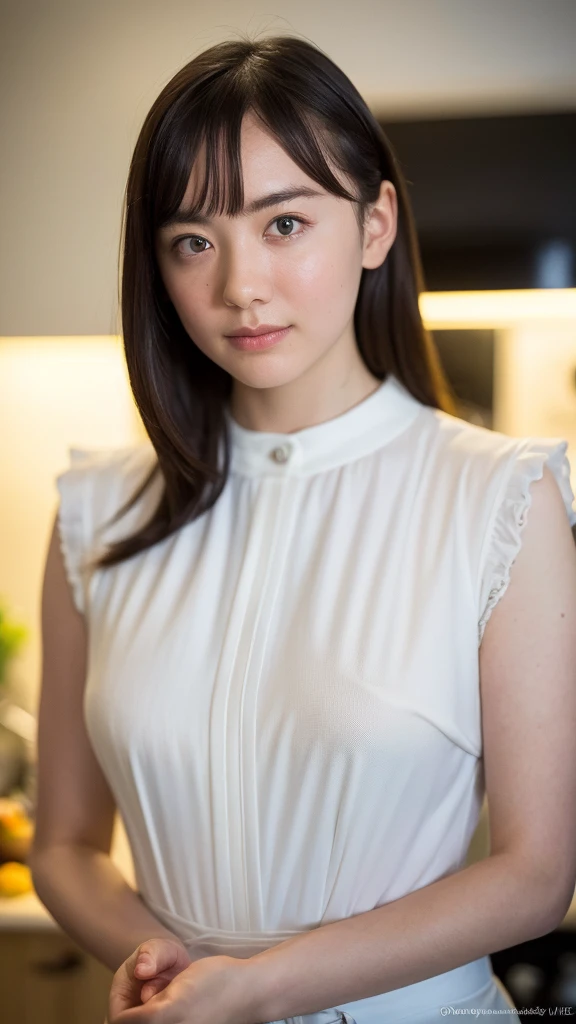 "(highest quality,8K,High resolution,masterpiece:1.2),Super detailed,(realistic,photorealistic,photo-realistic:1.37),soft focus,18-year-old,beautiful and detailed face,Detail view,renaissance art,delicate artwork,kitchen,kitchen apron,age girl,seductive lingerie,Gentle milk dripping onto my chest, Bright colors,studio lighting"
