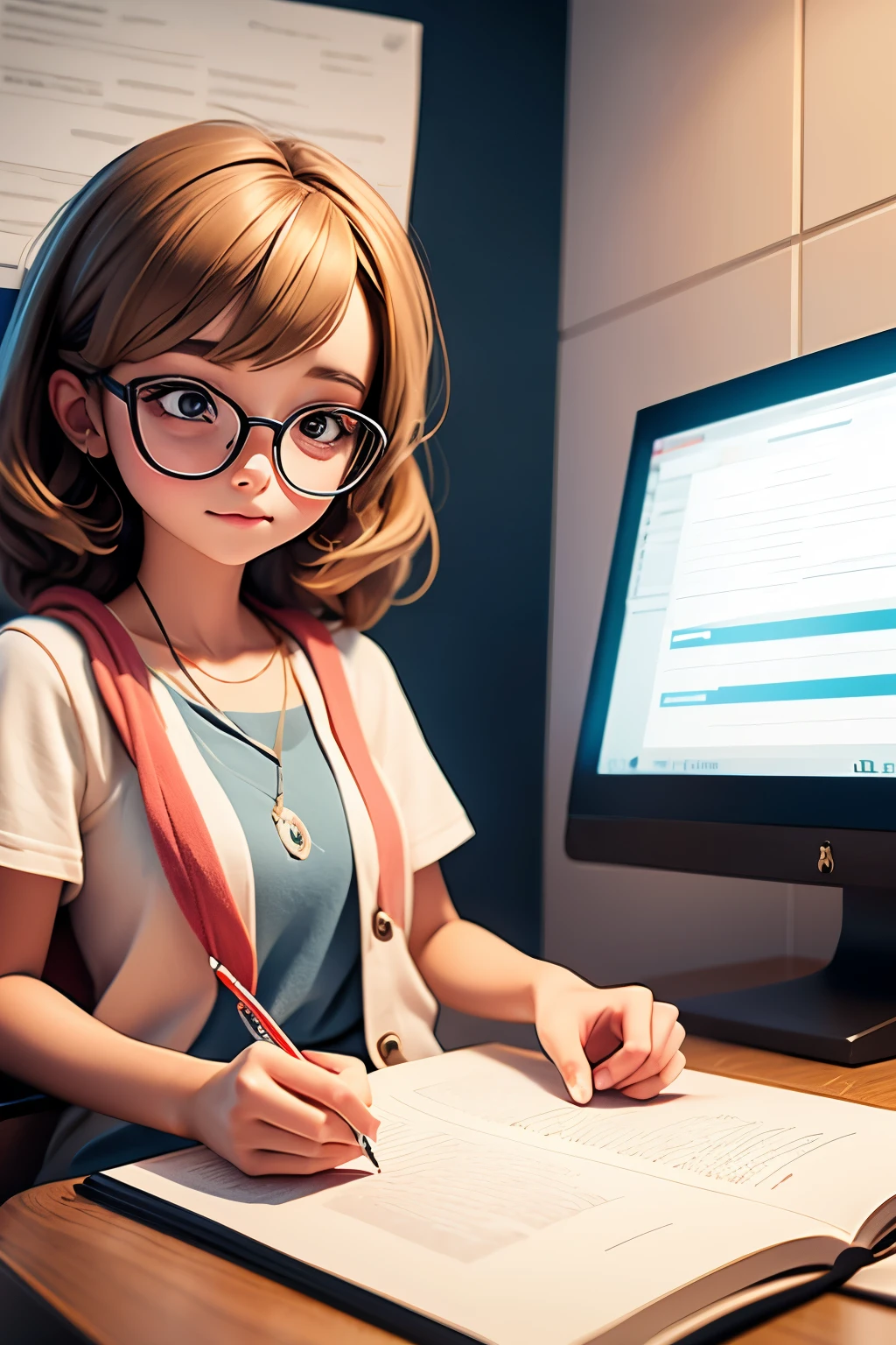 A student learning German and memorizing vocabulary