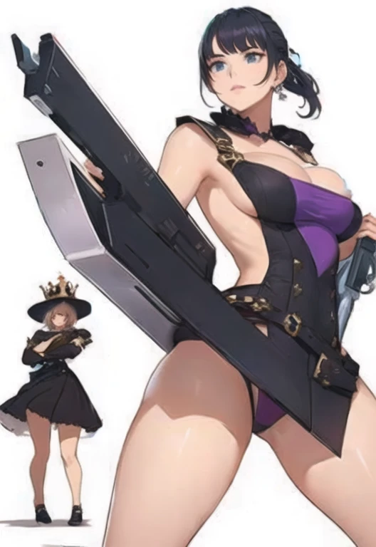 Queen's Blade Weapon Merchant Katrea,Anime girl holding a sword and a woman in a skirt, wear glasses,Pleated Skirt((Awkward, blush, charming, Close your eyes, ,with tears in eyes,open mouth, Saliva residue,The hem of the skirt is wet, Brushed,)Large Breasts:1.5、Low-cut,Cleavage, Wide hips,)The Last Vision, Ultra-high resolution,4K,Super detailed, photography, 8k, HDR, high resolution, absurd:1.2, Kodak Portrait 400, Film Grain, Blurred background, Bokeh:1.2, lens flare, (Energetic_color:1.2),Professional photography