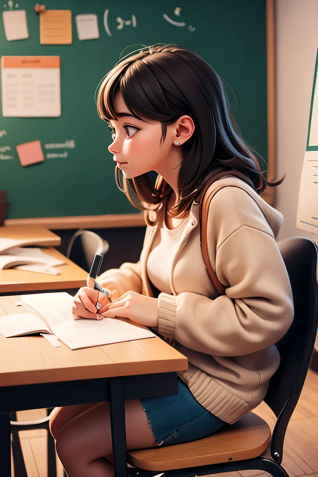 A student learning German and memorizing vocabulary