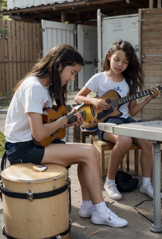 Create images that I can add to the portfolio of services for my social foundation dreams with purpose, images must show children, agers and young people playing instruments like guitar, piano and drums, They must also be playing sports and volunteering