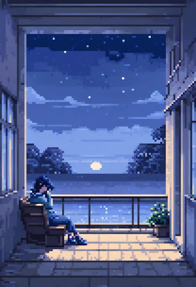 Blue Sunday, Sad, Nostalgic, Melancholic, beautiful, lonely, pixel 