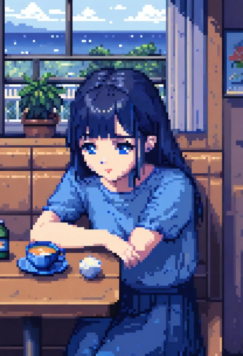 Blue Sunday, Sad, Nostalgic, Melancholic, beautiful, lonely, pixel 