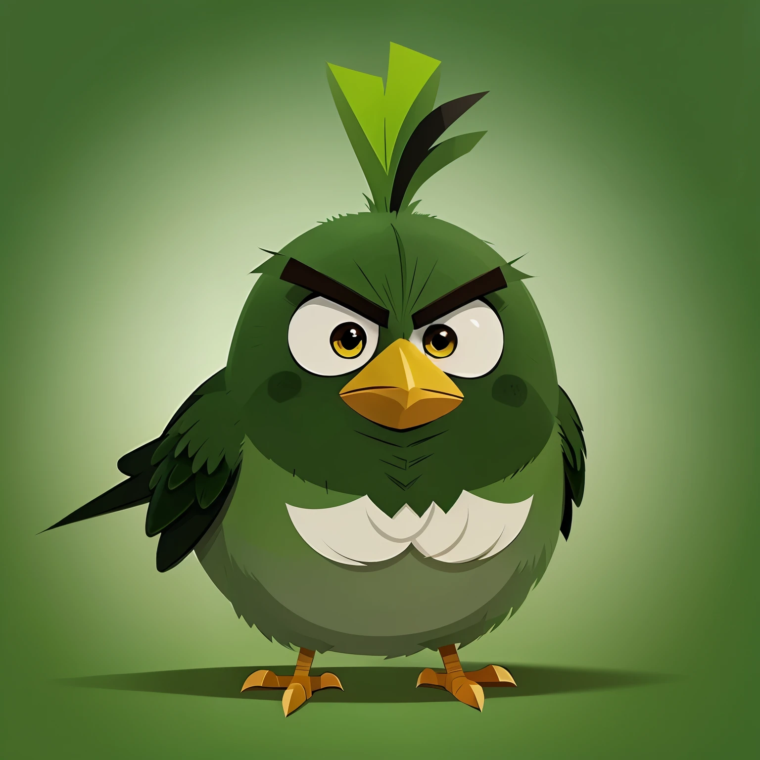A bird similar to the Angry Birds green bird looks like in a cartoon