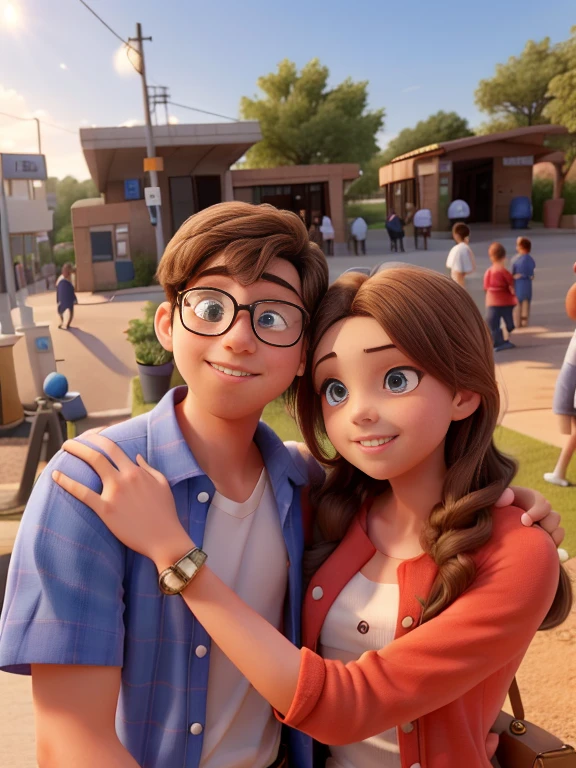 A girl and a boy posing for a picture when the boy's gas irritates the girl
