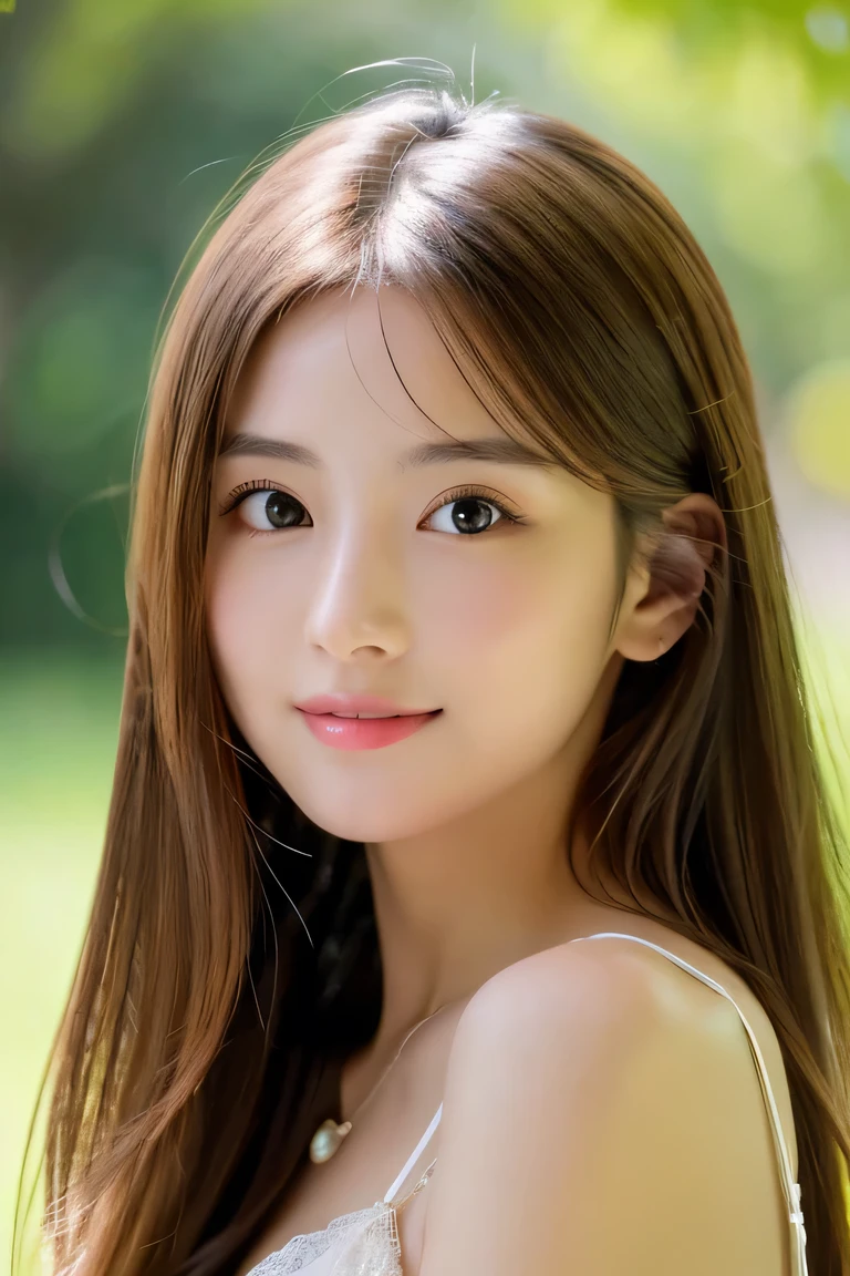 (((8k,Attention to detail,Attention to detail、highest quality,masterpiece,Attention to detail,))),RAW Photos & Realistic atmosphere,Beautiful dark eyes,Mouth Details,Glossy Lips,Thin eyebrows,beautiful Eyes、Soft white skin that shines in every detail、Her deep black eyes are very beautiful, Very beautiful face,Very beautiful face、A vivid face,beautiful, Glowing Lips,beautiful Eyebrows,Infinite Reality, Realistic Young Gravure Idol,Very cute woman , Young Gravure Idol, Young Gravure Idol, とても美しくてかわいいbeautiful 21 year old beauty,Incredibly beautiful and elegant,beautiful 21 year old beauty,Natural soft light,A little brown hair,(Shiny Hair,,beautiful and kind eyes:1.5),A kind smile,Shapely breasts,Medium Long Hair,beautiful posture,No makeup,Watching the Future,