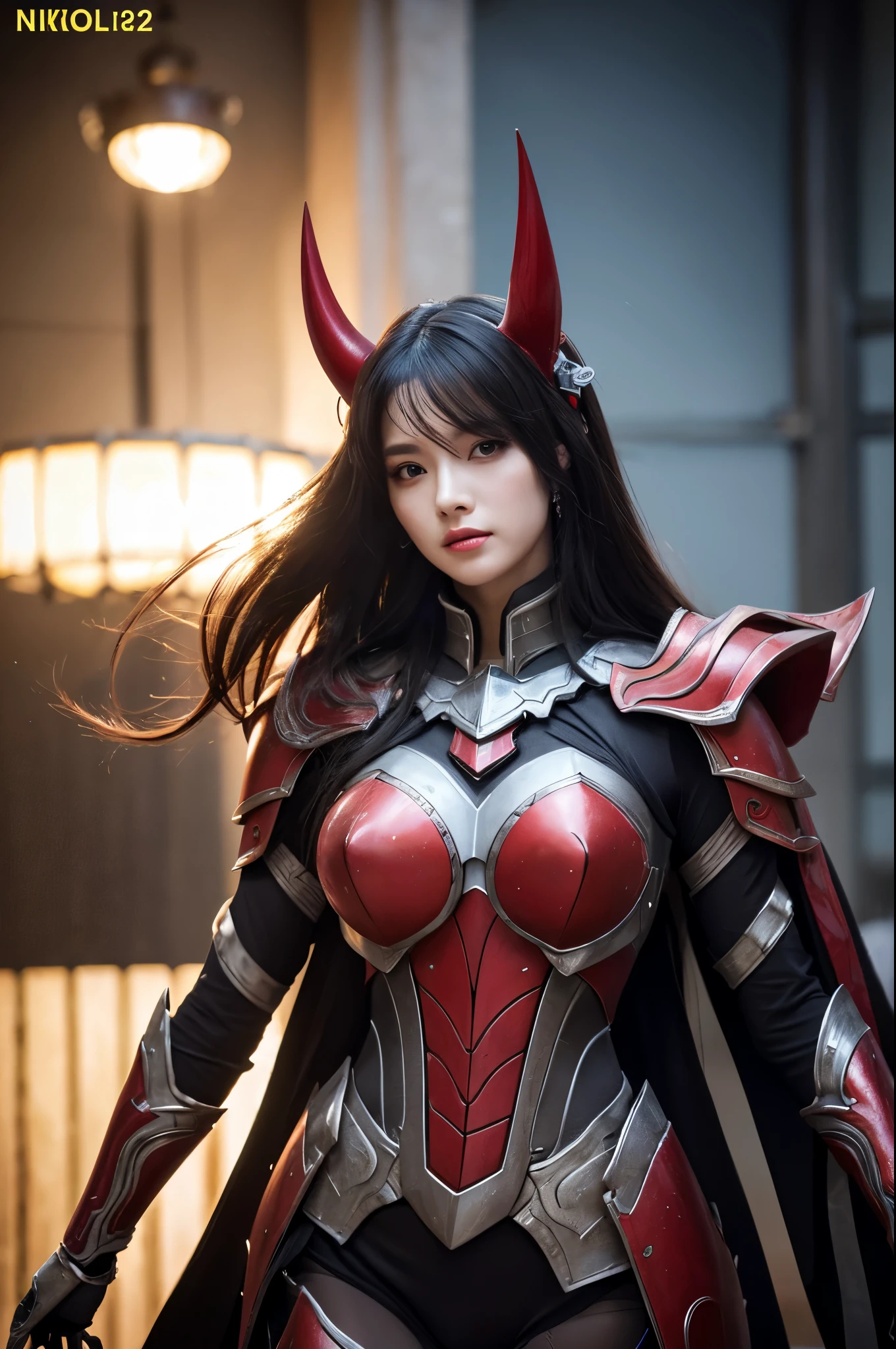 8K,(Female ghost)、Devil Mask、Super Beauty、Sexy Red Armor Solo Adult Devil Woman、Just like the whole body、(Equipped with a long and large spear)、Ghost of a mature big woman。Strong jaw(Like the real thing)、Stand facing forward、Demon Armor、A wonderful work of art、((Kyoto Panel Style))、Wind effects:1.9、Cloud Effect:1.2、Full Rendering、Encaustic painting、Unreal Engine、Beautiful armor patterns and decorations,Surreal,Armor details,超A high resolution,Super Beauty(Like the real thing),Professional quality high resolution、Perfect contrast、Perfect lighting、Perfect composition、Perfect Skin、Perfect Fingers、Perfect breasts、Perfect Hair、Perfect Face、Realistic facial features,masterpiece,Photorealistic RAW photos,Bright colors,Rich colors,50mm lens,Nikon D850,super highest quality,Slim figure,Perfect body line,Perfect hand shape,Anatomical body balance,Highly detailed face,Highly detailed eyes,Beautiful Lips,Excellent light particles,Cinema Lighting,Makeup,Ultra-high resolution,Ultra-Realistic Skin,Sexy woman closeup,Ample breasts,Dynamic pose,