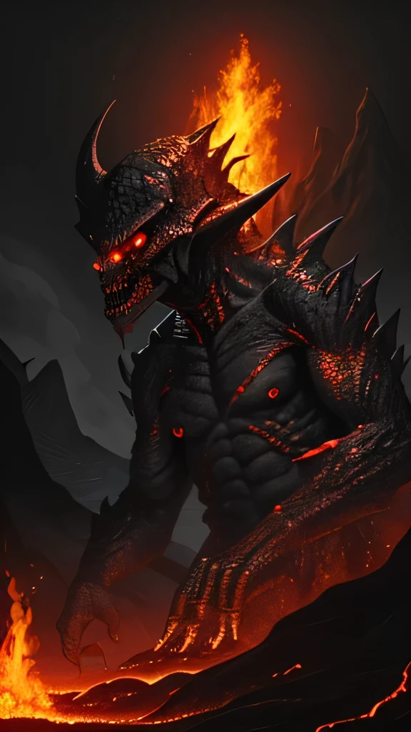 A scary monster in lava