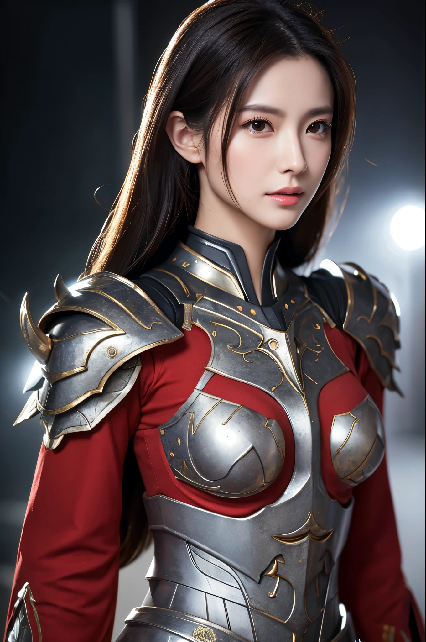 8K,(Female ghost)、Devil Mask、Super Beauty(Like the real thing)、Sexy Red Chest Armor,Adult demon woman、Just like the whole body、(Equipped with a long and large spear)、Ghost of a mature big woman。Strong jaw(Like the real thing)、Stand facing forward、Demon Armor、A wonderful work of art、((Kyoto Panel Style))、Wind effects:1.9、Cloud Effect:1.2、Full Rendering、Encaustic painting、Unreal Engine、Beautiful armor patterns and decorations,Surreal,Armor details,超A high resolution,Professional quality high resolution、Perfect contrast、Perfect lighting、Perfect composition、Perfect Skin、Perfect Fingers、Perfect breasts、Perfect Hair、Perfect Face、Realistic facial features,masterpiece,Photorealistic RAW photos,Bright colors,Rich colors,50mm lens,Nikon D850,super highest quality,Slim figure,Perfect body line,Perfect hand shape,Anatomical body balance,Highly detailed face,Highly detailed eyes,Beautiful Lips,Excellent light particles,Cinema Lighting,Makeup,Ultra-high resolution,Ultra-Realistic Skin,Sexy woman closeup,Ample breasts,Dynamic pose,Hard and strong abs,Very large breasts,Action pose,