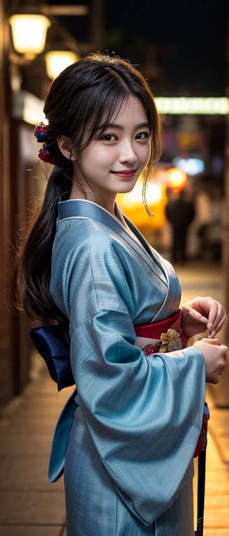 (original photo: 1.5, Reality: 1.5, 8k, top quality, masterpiece, Ultra-high resolution), Japan, World of Magic and Swords, Perfect dynamic composition: 1.2, mystery: 1.3, Detailed skin and facial texture: 1.3, Cute slender female warrior, Beautiful and beautiful: 1.2, Cute sexy beauty, 完美wind格, Wearing a delicate ring, holding a Japanese sword: 1. 1, fire, water, wind, lightning, ice, beautiful skin, Very beautiful face, (Shy laugh, Expressions when feeling a strong caress, facial expression when feeling happy), (Wearing a Kimono: 1.1,), (Beautiful blue eyes, Beautiful and full eyes: 0 .8), (Too: 0.9, Fascinating: 0.9), (close up, Full body tattoo, night, Fascinating lighting)