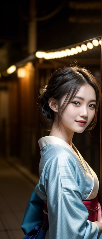 (original photo: 1.5, Reality: 1.5, 8k, top quality, masterpiece, Ultra-high resolution), Japan, World of Magic and Swords, Perfect dynamic composition: 1.2, mystery: 1.3, Detailed skin and facial texture: 1.3, Cute slender female warrior, Beautiful and beautiful: 1.2, Cute sexy beauty, 完美wind格, Wearing a delicate ring, holding a Japanese sword: 1. 1, fire, water, wind, lightning, ice, beautiful skin, Very beautiful face, (Shy laugh, Expressions when feeling a strong caress, facial expression when feeling happy), (Wearing a Kimono: 1.1,), (Beautiful blue eyes, Beautiful and full eyes: 0 .8), (Too: 0.9, Fascinating: 0.9), (close up, Full body tattoo, night, Fascinating lighting)