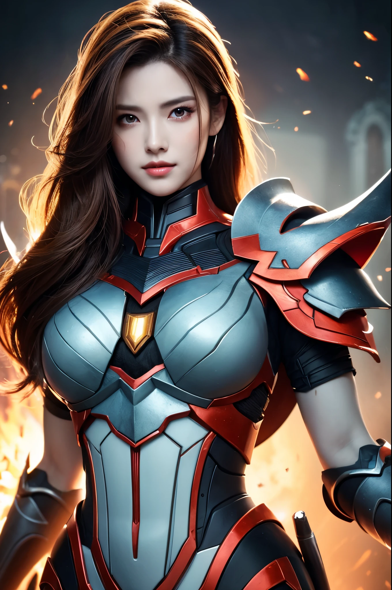 8K,(Female ghost)、Devil Mask、Super Beauty(Like the real thing)、Sexy Red Chest Armor,Adult demon woman、Just like the whole body、(Equipped with a long and large spear)、Ghost of a mature big woman。Strong jaw(Like the real thing)、Stand facing forward、Devil horns、A wonderful work of art、((Kyoto Panel Style))、Wind effects:1.9、Cloud Effect:1.2、Full Rendering、Encaustic painting、Unreal Engine、Beautiful armor patterns and decorations,Surreal,Armor details,超A high resolution,Professional quality high resolution、Perfect contrast、Perfect lighting、Perfect composition、Perfect Skin、Perfect Fingers、Perfect breasts、Perfect Hair、Perfect Face、Realistic facial features,masterpiece,Photorealistic RAW photos,Bright colors,Rich colors,50mm lens,Nikon D850,super highest quality,Slim figure,Perfect body line,Perfect hand shape,Anatomical body balance,Highly detailed face,Highly detailed eyes,Beautiful Lips,Excellent light particles,Cinema Lighting,Makeup,Ultra-high resolution,Ultra-Realistic Skin,Sexy woman closeup,Ample breasts,Dynamic pose,Hard and strong abs,Very large breasts,Action pose,Battle Mode,